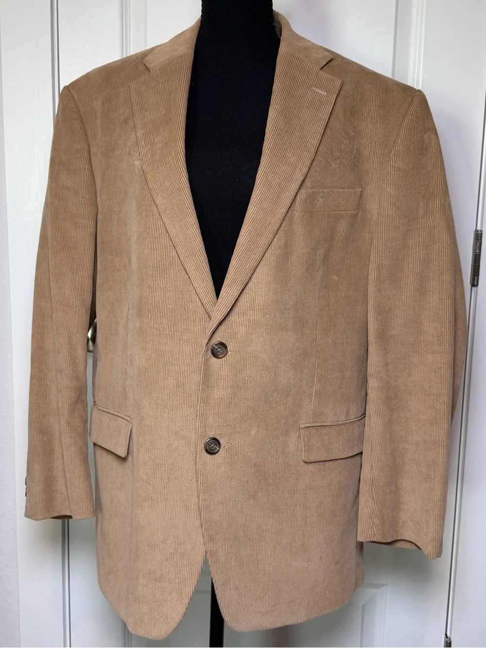 Chaps Mens 42R Tan Corduroy Sport Coat Blazer 2 Button Cotton Classic Fit